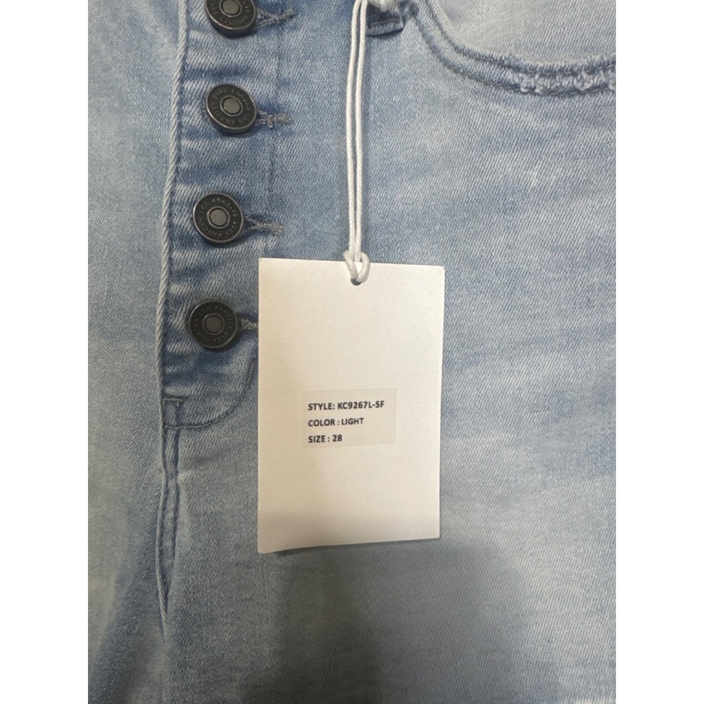 Kan Can Denim Shorts High Rise Button Fly Distressed Frayed Hem‎ Size 28 - Picture 3 of 6